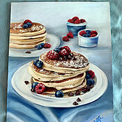 Картины и панно handmade. Livemaster - original item Pictures: Pancakes and berries. Original. Handmade.