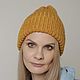  шапка тыковка горчичная с отворотом. Шапки. knitting4you. Интернет-магазин Ярмарка Мастеров.  Фото №2