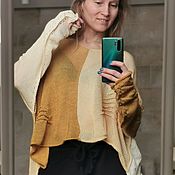 Одежда handmade. Livemaster - original item Jackets: Asymmetrical golden knitted jacket with pinches. Handmade.
