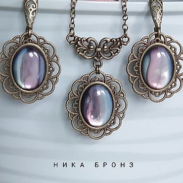 Комплект: серьги и цепочка с кулоном Радужные переливы. . Украшения ручной работы - Ярмарка Мастеров Украшения ручной работы. Ярмарка Мастеров - ручная работа Комплект: серьги и цепочка с кулоном Радужные переливы. Handmade.