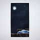 Картина батик на шелке "Лунный вечер". Картина батик, Картины, Москва,  Фото №1