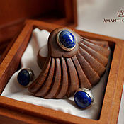 Украшения handmade. Livemaster - original item Set Ring earrings with lapis lazuli Lotus. Handmade.