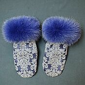 Аксессуары handmade. Livemaster - original item Jacquard mittens with arctic fox. Handmade.
