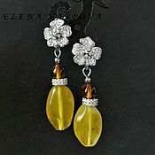Set Inflorescence. beads earrings agate rhodochrosite quartz hematite