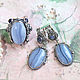Blue agate, cordierite (set) (311), Jewelry Sets, Tambov,  Фото №1