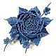 Dance Of The Roses. blue. brooch made of genuine leather, Brooches, St. Petersburg,  Фото №1