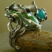 Украшения handmade. Livemaster - original item Ring with jade and Apatite. Handmade.