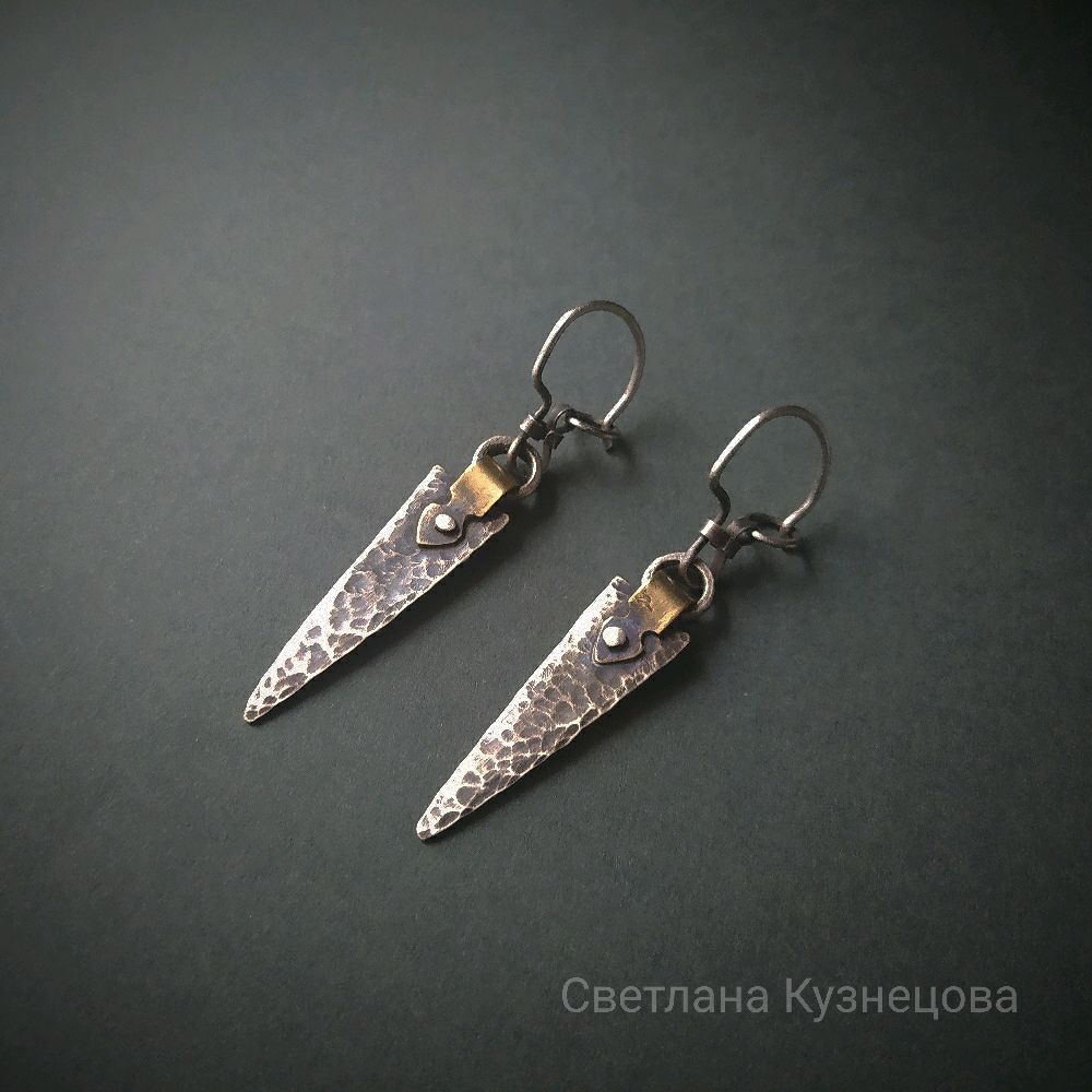 Серьги мельхиор, серебро, латунь – заказать на Ярмарке Мастеров ...