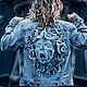 Medusa Gorgon print denim jacket. painted clothing, Outerwear Jackets, Omsk,  Фото №1