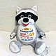 Raccoon-Personalized toy with individual embroidery, Stuffed Toys, Murmansk,  Фото №1