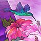Silk satin Batik scarf 'Hummingbird' Lilac. Shawls1. Silk Batik Watercolor ..VikoBatik... My Livemaster. Фото №6