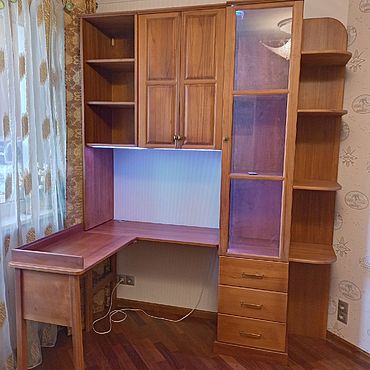 Для дома и интерьера ручной работы. Ярмарка Мастеров - ручная работа Рабочее место для школьника, парта, шкафы. Handmade.