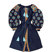 Одежда handmade. Livemaster - original item Long dress with embroidery "Tripolian Sun". Handmade.