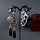 Earrings `Boucheron` black onyx, black rhodium, cubic zircons 3750 RUB
