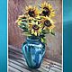  Sunflowers in blue. Original. Pastel. Pictures. Valeria Akulova ART. My Livemaster. Фото №6