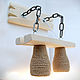 Бра из дерева на металлических цепях и абажурами из каната. Бра. WoodsLamp. Ярмарка Мастеров.  Фото №6