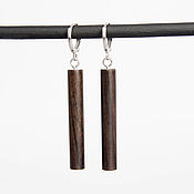 Украшения handmade. Livemaster - original item Earrings-cylinders of wood grenades. Handmade.