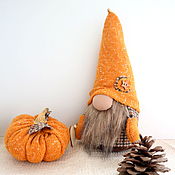 Куклы и игрушки handmade. Livemaster - original item Autumn decor Dwarf with pumpkin, gift house charm. Handmade.