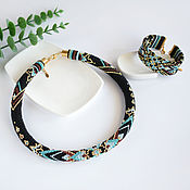 Украшения handmade. Livemaster - original item A set of a necklace and a wide bracelet made of beads 