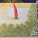Painting a sailboat by the sea on a mini easel 'On sails' 20h15 cm. Pictures. Larisa Shemyakina Chuvstvo pozitiva (chuvstvo-pozitiva). Ярмарка Мастеров.  Фото №5