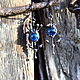 Asymmetric earrings with blue glass, blue flower earrings. Earrings. Yadovito. Online shopping on My Livemaster.  Фото №2