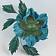 Leather flowers rose-brooch 'Blue dream'. Brooches. LIUDMILA SKRYDLOVA (flower glade). My Livemaster. Фото №6