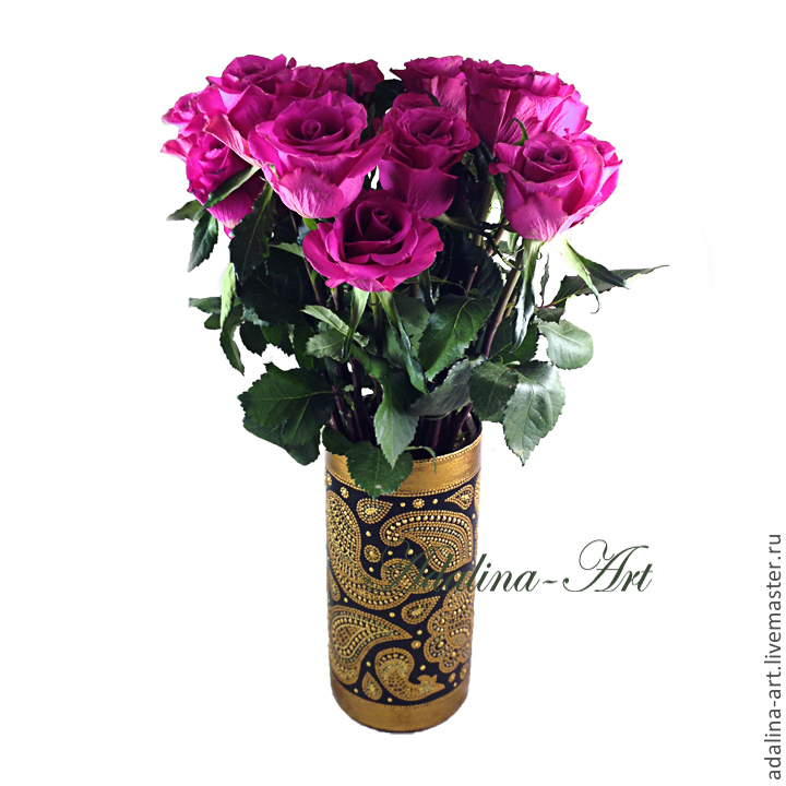 Ваза ЗОЛОТОЙ ПЕЙСЛИ ваза для цветов Точечная роспись