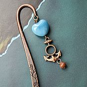 Канцелярские товары handmade. Livemaster - original item Marine bookmark with a blue heart and aventurine. Handmade.