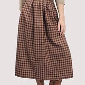 Одежда handmade. Livemaster - original item Plaid MIDI skirt wool beige brown. Handmade.