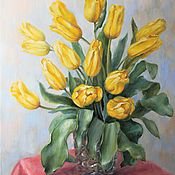 Картины и панно handmade. Livemaster - original item Sunny tulips. Oil on canvas. Handmade.
