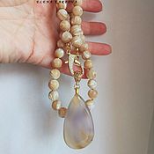 Украшения handmade. Livemaster - original item Necklace with amber and mother of pearl. Handmade.