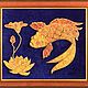 Лотос символизирует духовное раскрытие и мудрость , а рыбы - плодовитость и изобилие. Эта картина станет прекрасным подарком для мужчин и женщин,использующих символы фэн-шуй в интерьере.