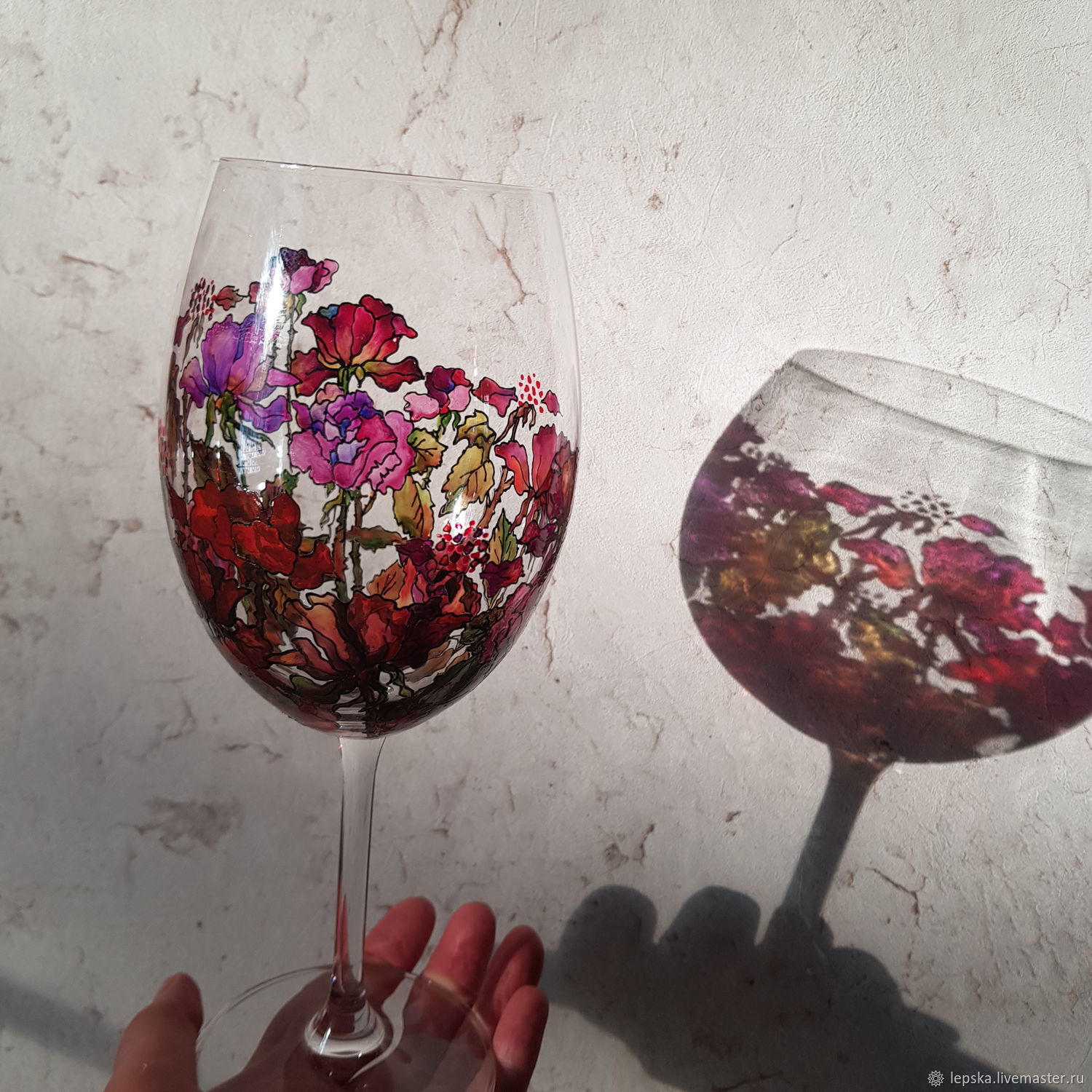 Wine glasses (pair ). Stained glass painting купить на Ярмарке