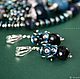 Earrings 'Scheherazade' - black and blue agate, hematite, silver 925, Earrings, Moscow,  Фото №1