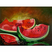 Картины и панно handmade. Livemaster - original item Painting Watermelon still life oil. Handmade.