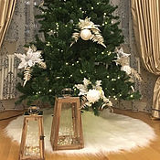 Сувениры и подарки handmade. Livemaster - original item SNOW SKIRT for Christmas tree-European decorative carpet for spruce. Handmade.