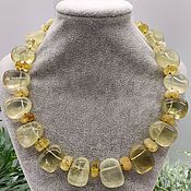 Работы для детей, handmade. Livemaster - original item Lemon quartz and citrine. Massive necklace made of large natural stones. Handmade.