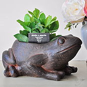 Для дома и интерьера handmade. Livemaster - original item Planter-pot Frog of concrete in the style of Provence Shabby. Handmade.