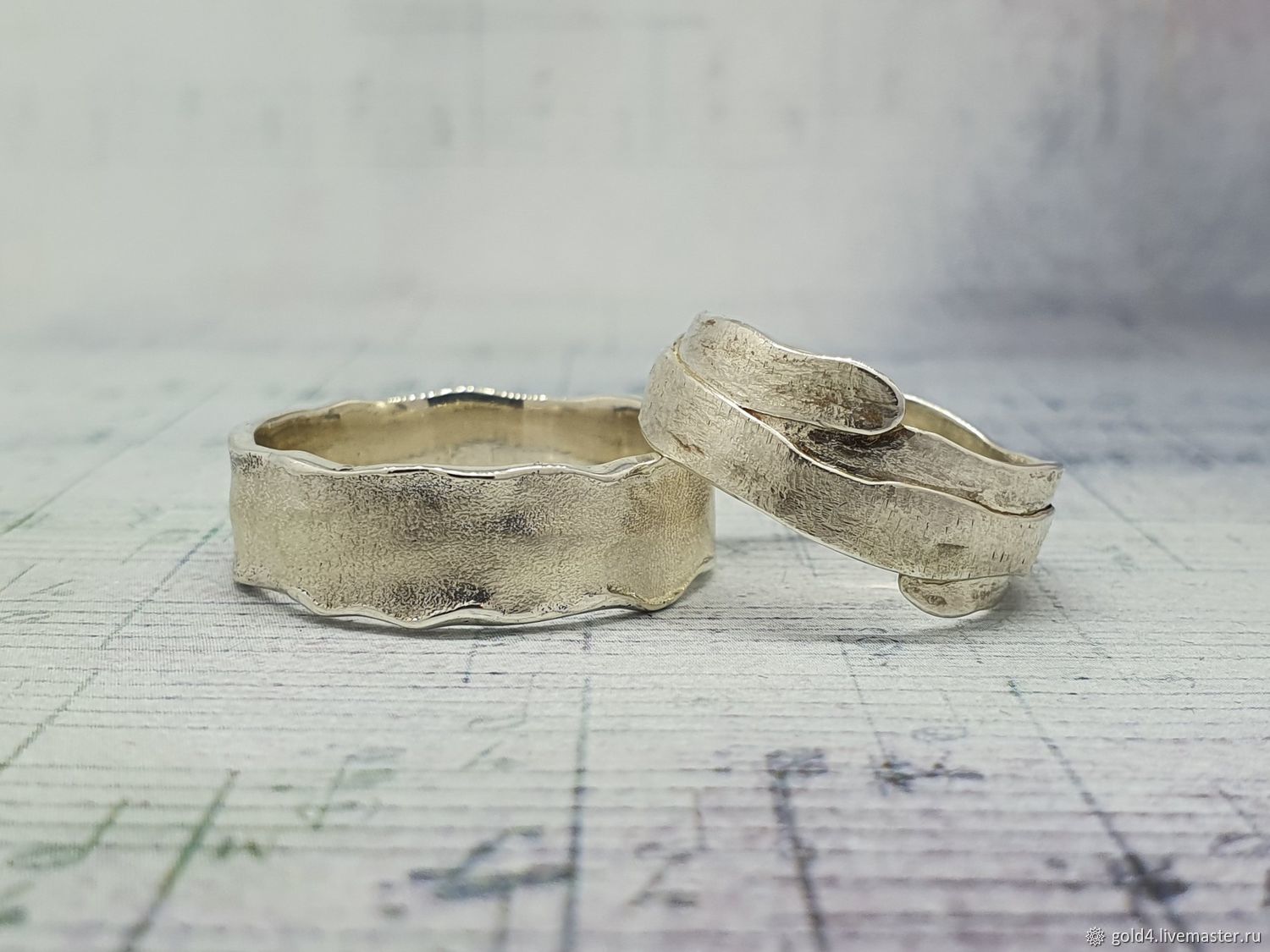 Необычные обручальные кольца из серебра, фактурные кольца в интернет-магазине Ярмарка Мастеров по цене 26000 ₽ – NW2G0RU
