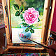 Order Painting Rose in a vase Oil 20 x 30 Still life with flower oil. matryoshka (azaart). Livemaster. . Pictures Фото №3