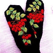 Аксессуары handmade. Livemaster - original item mittens with embroidered 