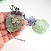 Украшения handmade. Livemaster - original item Pendant with A Real Flower Pansies Viola Jewelry Lilac. Handmade.