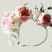 Украшения handmade. Livemaster - original item Headbands: Delicate roses made of genuine silk.. Handmade.