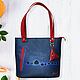 Leather woman blue bag tote "Miro.Blue 2"