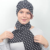 Аксессуары handmade. Livemaster - original item Set hat scarf or Snood black and white polka dots. Handmade.
