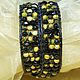 Yellow-black wide bracelet made of natural stones Tiger Eye, Braided bracelet, Ekaterinburg,  Фото №1