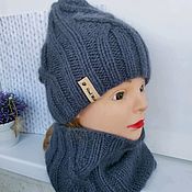 Knitted hat set, snood 
