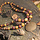 A necklace of wooden beads with a medallion 'Touran', Necklace, Irkutsk,  Фото №1