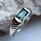 Украшения handmade. Livemaster - original item Men`s Ring with Green Unheated Sapphire (1,24ct) Silver. Handmade.