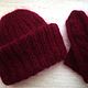 Hat and mittens knitted set 'Marsala'. Mittens. Knitting for kids and moms. My Livemaster. Фото №5